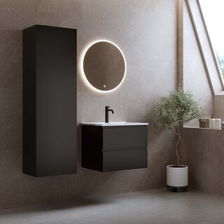 Tvättställsskåp Eufori 600 Svart Matt Med Tvättställ