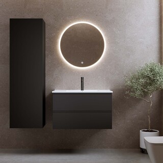 Tvättställsskåp Eufori 800 Svart Matt Med Tvättställ