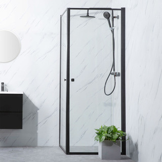 Duschhörn Bathlife Profil Rak Vägg 90 Klarglas Svart Dörr 90