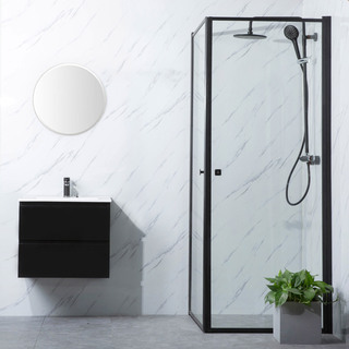 Duschhörn Bathlife Profil Dörr 90+Dörr 90 Klarglas Svart