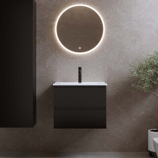 Tvättställsskåp Eufori 600 Svart Matt Med Tvättställ