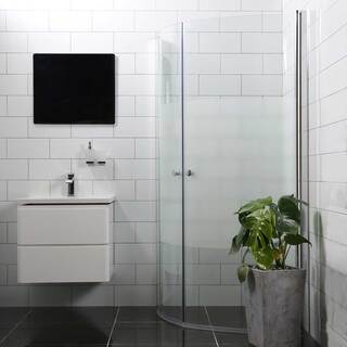 Duschhörn Rund Dörr 45° 1000 Delvis Frostat Glas + Rund Dörr 45°
