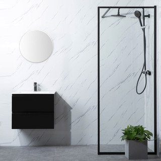 Duschvägg Bathlife Profil 700 P/P Klarglas Svart